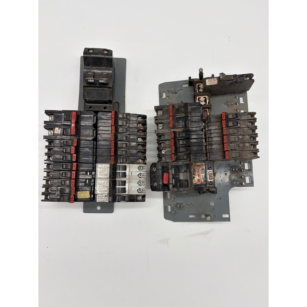 Federal Pacific FPE Stab-Lok Circuit Breaker Lot 2 Panels Main 15A 20A 50A 100A